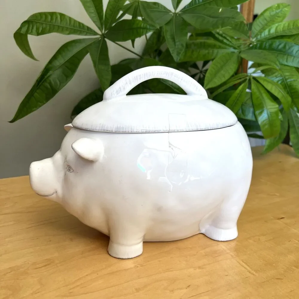 Burton Lidded Pig Tureen Ceramic Covered Bowl Dish
